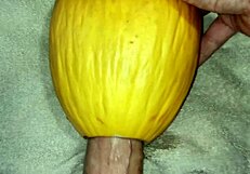 Exclusive high definition video of a guy masturbating with a fruit fuck